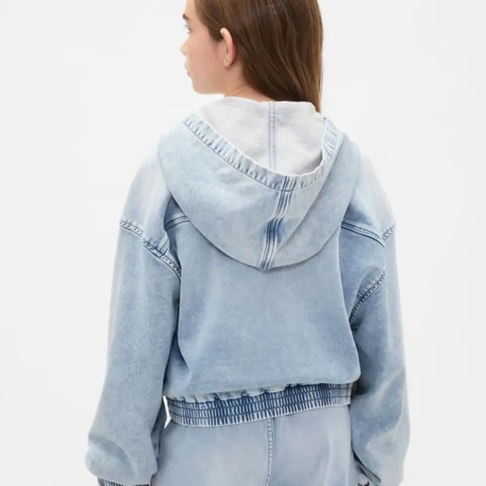 GAP Girls Light Wash Denim Hoodie